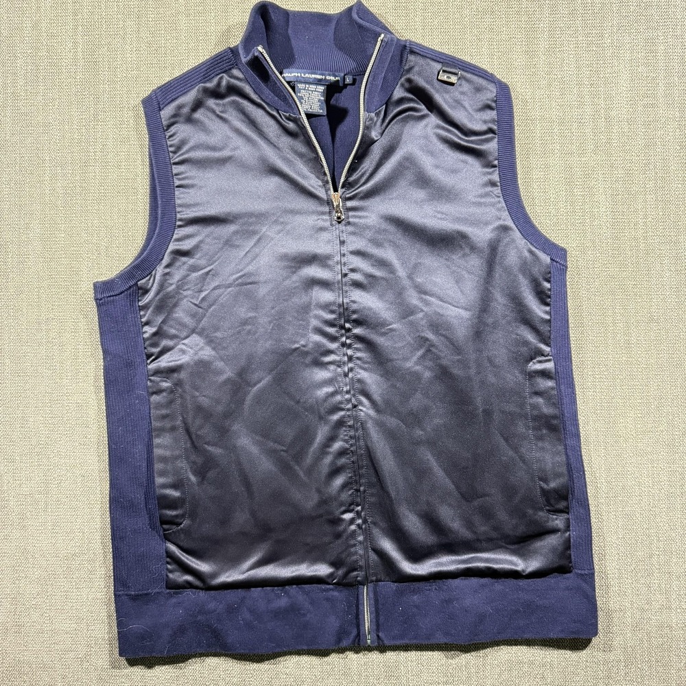 Ralph Lauren‎ Golf Vest Mens Large Blue Full Zip Windbreaker Lightweight Pockets